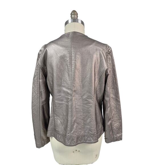 Chico's Metalic Gold/ Bronze Biker Jacket Sz 2 - Picture 3 of 7